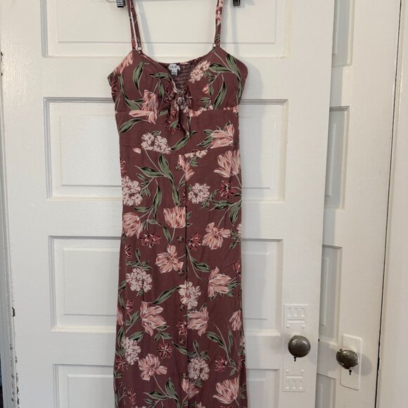 Mauve / Hawaiian AUW Retro Floral Midi Dress / Sundress - Sz L - Picture 2 of 7